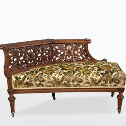 Pamono Carved Wooden Bench, 1880 Clearance