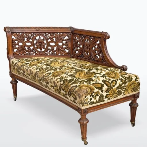 Pamono Carved Wooden Bench, 1880 Clearance