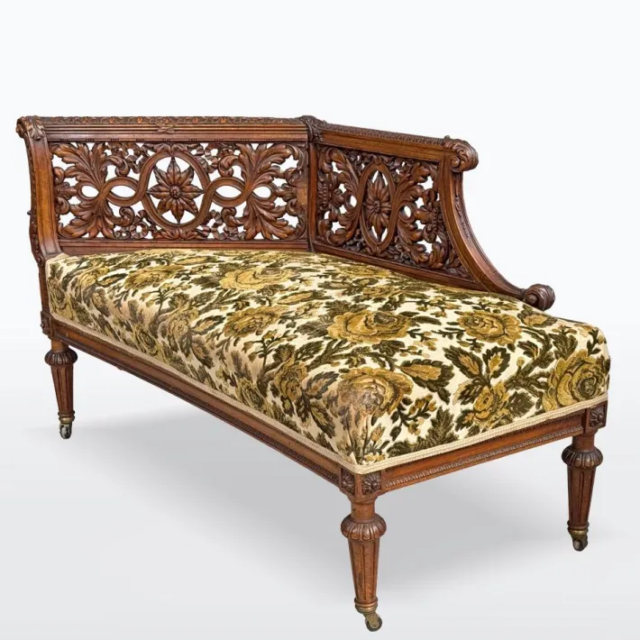 Pamono Carved Wooden Bench, 1880 Clearance