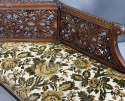 Pamono Carved Wooden Bench, 1880 Clearance