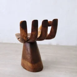 Pamono Carved Wooden Sculpture Chair in the Shape of a Hand, 1980s Sale