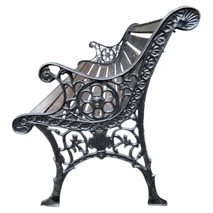 Pamono Cast Iron and Wood Bench, 1960