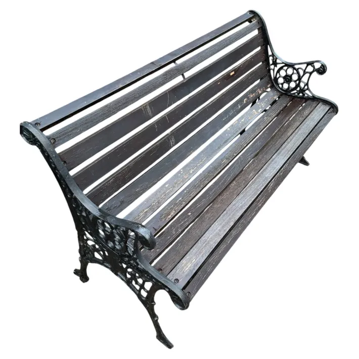 Pamono Cast Iron and Wood Bench, 1960