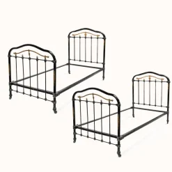 Pamono Cast Iron Single Beds in Black and Gold, 1890s, Set of 2 Hot