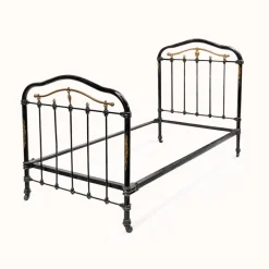 Pamono Cast Iron Single Beds in Black and Gold, 1890s, Set of 2 Hot