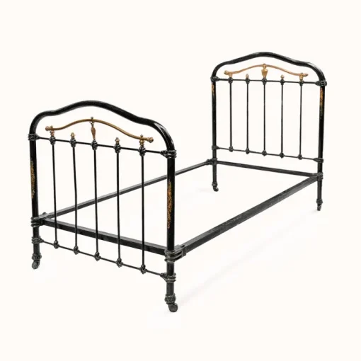 Pamono Cast Iron Single Beds in Black and Gold, 1890s, Set of 2 Hot