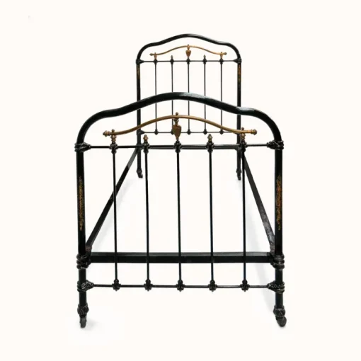 Pamono Cast Iron Single Beds in Black and Gold, 1890s, Set of 2 Hot