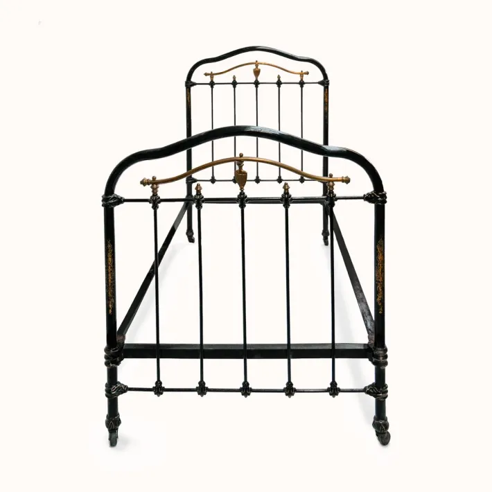 Pamono Cast Iron Single Beds in Black and Gold, 1890s, Set of 2 Hot