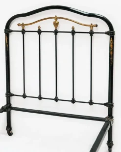 Pamono Cast Iron Single Beds in Black and Gold, 1890s, Set of 2 Hot