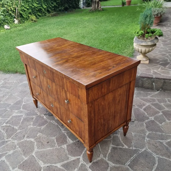 Pamono Charles X Faenza Walnut Chest of Drawers, 1810 New