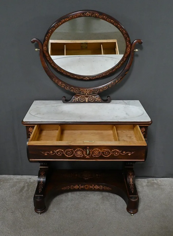 Pamono Charles X Marquetry Dressing Table, Early 19th Century Hot