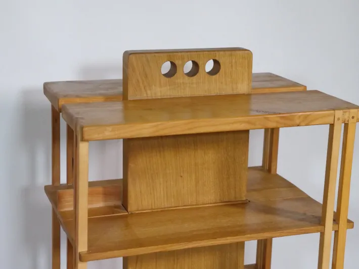 Pamono Cherry Wood Rolling Shelf, 1970s New