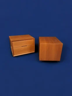 Pamono Cherrywood Bedside Tables, Italy, 1980s, Set of 2 Discount