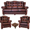 Pamono Chesterfield Leather Living Room Set, 1970s, Set of 4 Online
