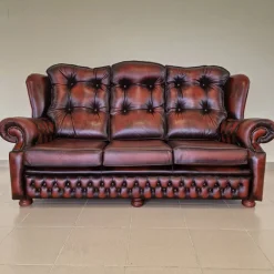 Pamono Chesterfield Leather Living Room Set, 1970s, Set of 4 Online