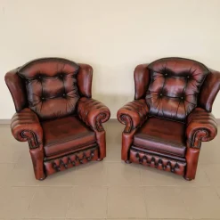 Pamono Chesterfield Leather Living Room Set, 1970s, Set of 4 Online