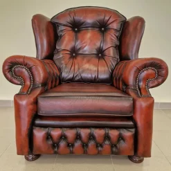 Pamono Chesterfield Leather Living Room Set, 1970s, Set of 4 Online