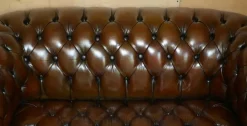 Pamono Chesterfield Two-Seater Sofa in Brown Leather, 1920s Clearance