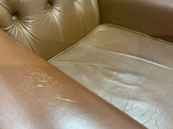 Pamono Chesterfield Wingback Armchairs in Brown Leather, 1970s, Set of 2 New