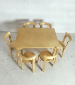 Pamono Children's Chairs and Table attributed to Alvar Aalto for Artek, 1970s, Set of 7 Online