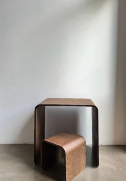 Pamono Children's Desk with Stool in Curved Wood, 2010s, Set of 2 Clearance