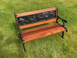 Pamono Childrens Safari Animals Themed Hand Painted Cast Iron & Mahogany Garden Bench Best