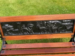 Pamono Childrens Safari Animals Themed Hand Painted Cast Iron & Mahogany Garden Bench Best