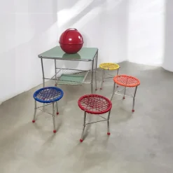 Pamono Children's Table with Colourful Folding Chairs, 1960s, Set of 5 Sale