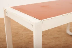 Pamono Child's Desk with White Molded Wood Legs and Wood & Red Linoleum Top, 1950s or 1960s Outlet