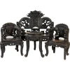 Pamono Chinese Carved Wood Living Room Set, 1930s, Set of 4 Outlet