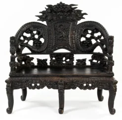 Pamono Chinese Carved Wood Living Room Set, 1930s, Set of 4 Outlet