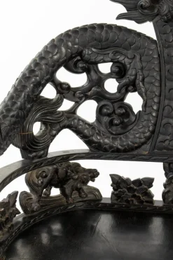 Pamono Chinese Carved Wood Living Room Set, 1930s, Set of 4 Outlet