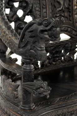 Pamono Chinese Carved Wood Living Room Set, 1930s, Set of 4 Outlet