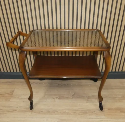 Pamono Chippendale Style Serving Bar Cart in Wicker and Glass, 1960s Discount