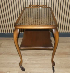 Pamono Chippendale Style Serving Bar Cart in Wicker and Glass, 1960s Discount