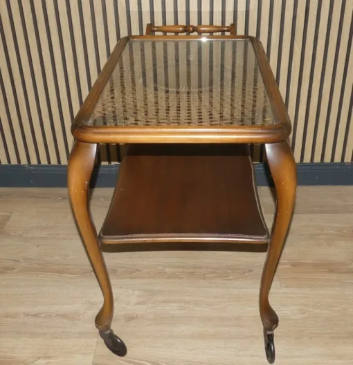 Pamono Chippendale Style Serving Bar Cart in Wicker and Glass, 1960s Discount