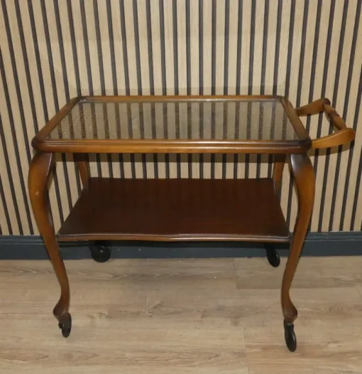 Pamono Chippendale Style Serving Bar Cart in Wicker and Glass, 1960s Discount