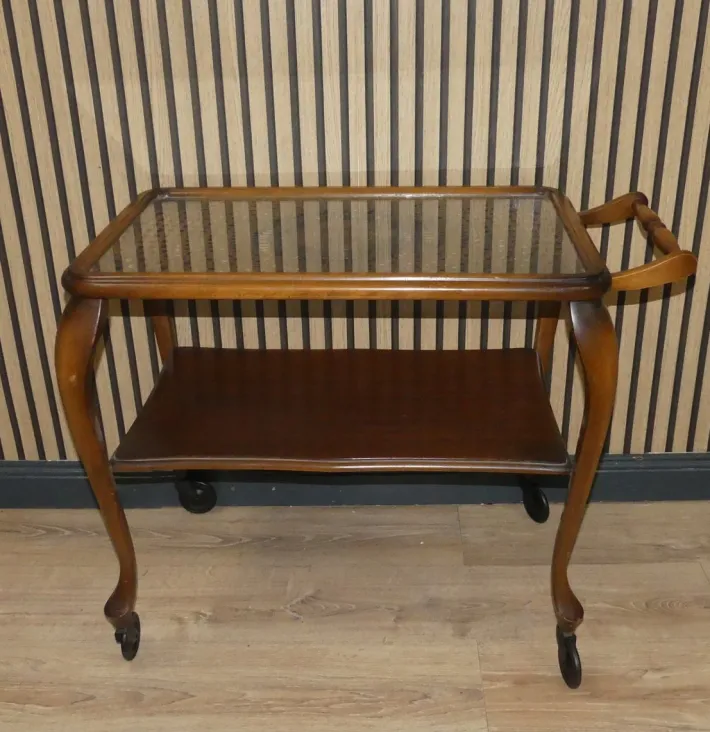 Pamono Chippendale Style Serving Bar Cart in Wicker and Glass, 1960s Discount