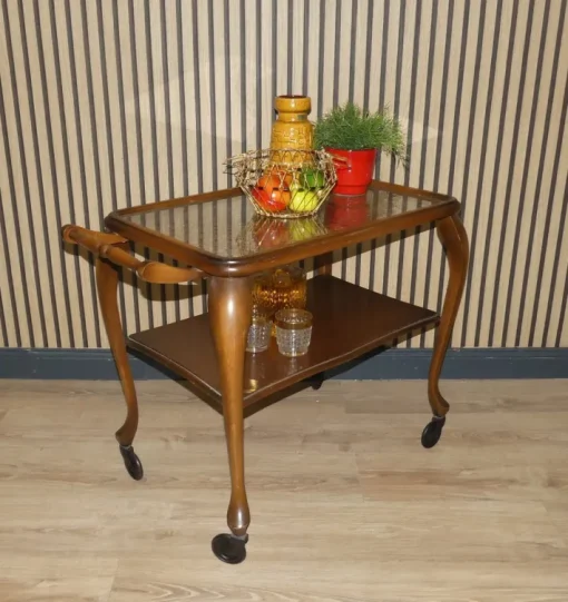 Pamono Chippendale Style Serving Bar Cart in Wicker and Glass, 1960s Discount