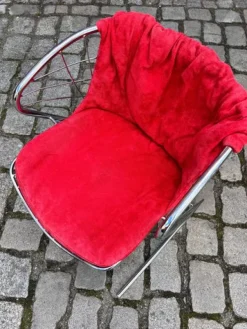 Pamono Chrome Cantilever Chair with Velvet Cushion Cover by Gastone Rinaldi Outlet