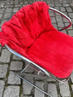 Pamono Chrome Cantilever Chair with Velvet Cushion Cover by Gastone Rinaldi Outlet