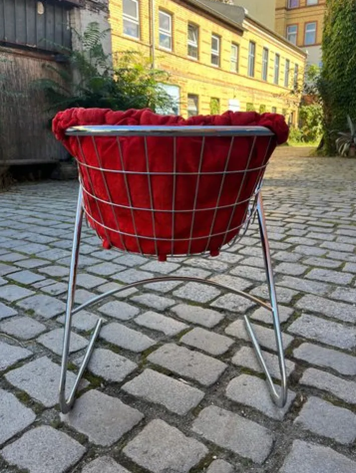 Pamono Chrome Cantilever Chair with Velvet Cushion Cover by Gastone Rinaldi Outlet