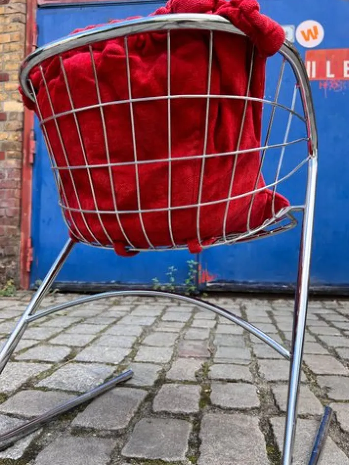 Pamono Chrome Cantilever Chair with Velvet Cushion Cover by Gastone Rinaldi Outlet