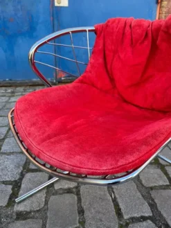 Pamono Chrome Cantilever Chair with Velvet Cushion Cover by Gastone Rinaldi Outlet