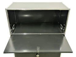 Pamono Chrome-Plated and Black Metal Wall Cabinet by Fritz Haller for USM Haller, 1980s Online