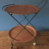 Pamono Circular Teak and Metal Folding Serving Trolley from Ary Fanerprodukter, Sweden, 1960s Sale