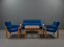 Pamono Coffee Table and Armchairs by Rud Thygesen & Johnny Sorensen for Magnus Olesen, 1975, Set of 5 Clearance