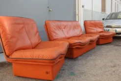 Pamono Cognac Leather Gabbiano Sofa & 2 Chairs from Lev&Lev, 1980s, Set of 3 Clearance