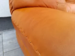 Pamono Cognac Leather Sofa and Armchairs by Sapporo for Mobil Girgi, Italy, 1970s, Set of 3 New