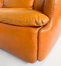 Pamono Confidential Seating Set in Cognac Leather by Alberto Rosselli for Saporiti, Italy, 1970s, Set of 4 Best